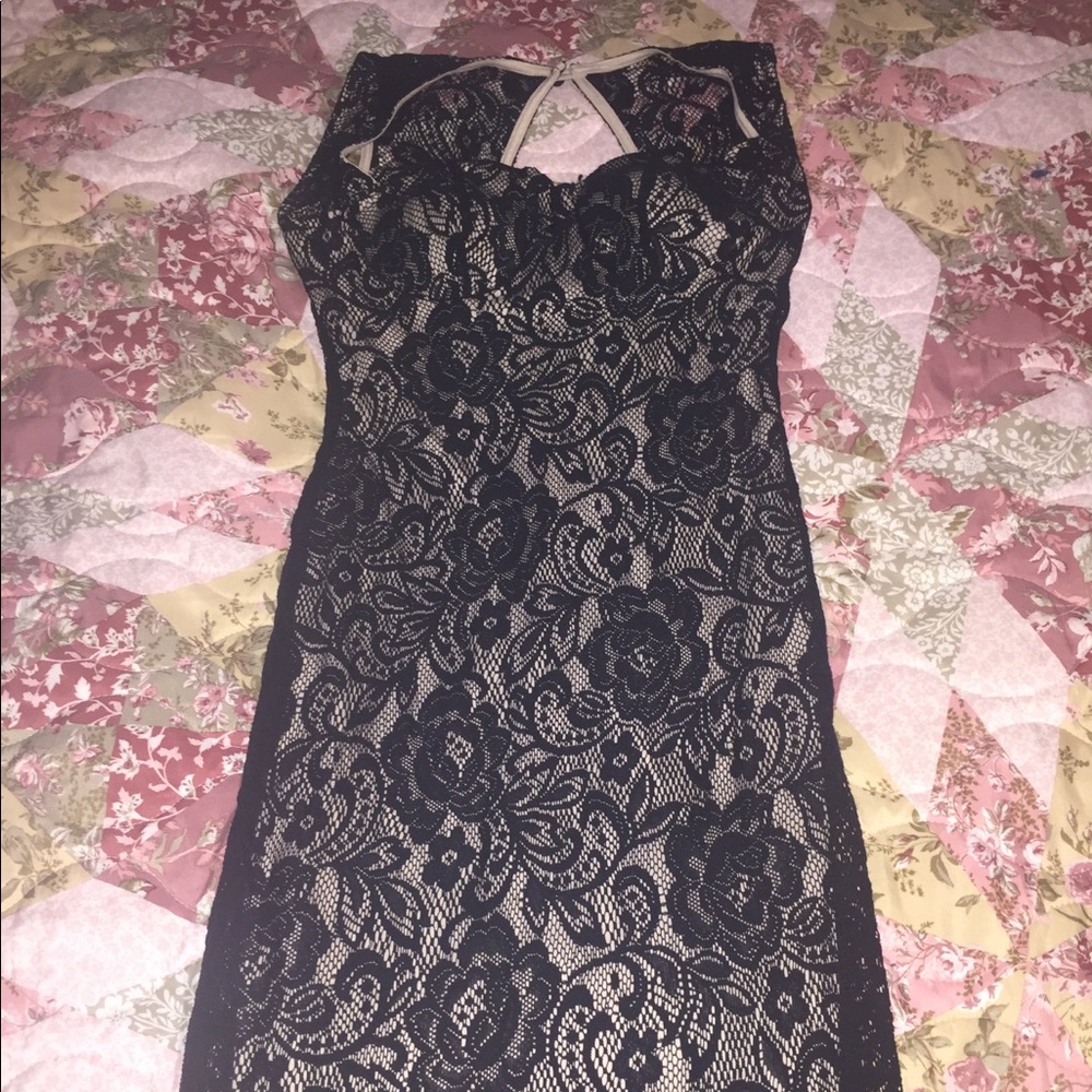 Nude and Black Lace Dress